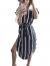 TEMOFON Women's Dresses Summer Floral Geometric Pattern Short Sleeve Midi V-Neck Casual Dress with Belt S-2XL