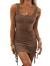 Wenrine Women Bodycon Mini Dress Sleeveless Drawstring Ruched Basic Party Club Tank Dress