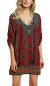 Women Bohemian Neck Tie Vintage Printed Ethnic Style Summer Shift Dress
