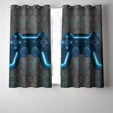 NTBED Game Console Blackout Curtains Drapes for Kids Bedroom Play Room 2 Panels Darkening Grommet Window Treatment, 42Wx63L, Blue