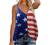 Fashion Women Tank American Flag Print Lace Tops Insert V-Neck Shirt Blouse