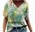 Women's Summer Short Sleeve Tunic Tops V Neck Colorful Floral Printed Tees Shirt Casual Comfy Blouses Tops
