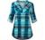 Miusey Womens Mandarin Collar Plaid Roll Sleeve V Neck Flowy Loose Tunic Blouse