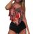 Women Swimsuit Women 2 Piece Split Swimsuit Ruffle Vest High Waist Tummy Bikinishort Floral Swimsuit Bikini Set