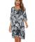 Halife Women's Vintage Ethnic Style Printed Tassel Tie Neck Loose Fit Bohemian Tunic Dress