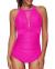 Tempt Me Women One Piece Swimsuit High Neck Plunge Mesh Ruched Monokini Swimwear