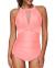 Tempt Me Women One Piece Swimsuit High Neck Plunge Mesh Ruched Monokini Swimwear