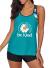 Aleumdr Womens Blouson Striped Printed Strappy T-Back Push up Tankini Top with Shorts