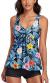 Modest Tankini Swimsuits for Women Two Piece Bathing Suits Floral Print Tank Top with Boyshorts Tummy Control Swimming Suits