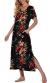 PrinStory Womens Long Nightgown Short Sleeve Nightshirt V-Neck Soft Loungewear Casual Sleepwear With Pockets
