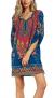 Women Bohemian Neck Tie Vintage Printed Ethnic Style Summer Shift Dress