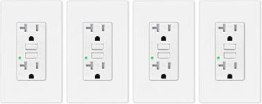 4 Pack GREENCYCLE 20 Amp GFCI Outlet, Self-Test GFI Dual Receptacle, Tamper Resistant and Weather Resistant with LED Indicator, Wall Plates Screws Included, ETL Certified, White
