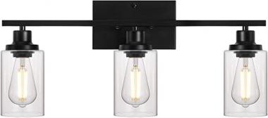 3-Light Bathroom Vanity Light ,Matte Black Modern Wall Sconce Light Fixture,3 Vanity Lights for Bathroom Over Mirror Kitchern Bathroom Living Room Industrial Wall Lighting