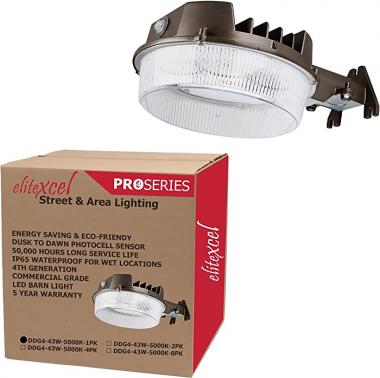 Dusk to Dawn Outdoor Lighting, EliteXcel 43W LED Barn Lights Outdoor, 5000LM 400W Replace Yard Lights, 5000K Daylight Security Area Street Light, 120V Waterproof Garage Parking Lot Flood Light