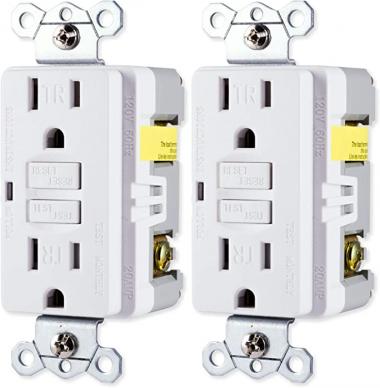 GE 15A GFCI Receptacle, Tamper Resistant, UL Listed, 120V, Self-Test, LED Indicator, NEC Compliant White, Wall Plate Not Included, 44047, 2 Pack