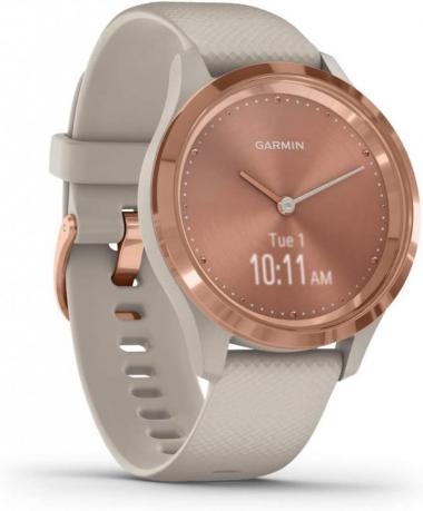 Garmin vívomove 3S, Hybrid Smartwatch with Real Watch Hands and Hidden Touchscreen Display, Rose Gold with Light Sand Case and Band (Renewed)