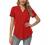 Davenil Women's Short/Long Sleeve V-Neck Tops Loose Tunic Irregular Hem 3/4 Cuffed Sleeve Blouses Casual Rolled Sleeve Shirts
