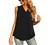 QUEZHU Womens Summer Sleeveless Chiffon Tank Tops Blouse Loose Casual V Neck Blouses Shirt
