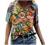 Women's Summer Short Sleeve Tunic Tops V Neck Colorful Floral Printed Tees Shirt Casual Comfy Blouses Tops