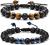 Lava Rock Bracelet - 8mm Stone Tiger Eye Bracelet Lava Rock Bracelet , Stress Relief Yoga Beads Adjustable Bracelet Anxiety Aromatherapy Essential Oil Diffuser Healing Lava Bracelet for Men Women
