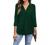Newchoice Womens Collared V Neck 3/4 Sleeve Shirts Business Casual Tops Loose Work Blouses
