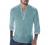 Karlywindow Mens Linen Henley Shirt Long Sleeve Cotton Beach Yoga Loose Fit Henleys Tops