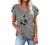 Womens Tops V Neck Summer Petal Sleeve Dandelion Printed Casual Tshirts Floral Fashion Loose Graphic Tee Tops Blouses
