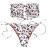 ZAFUL Women's Strapless Ribbed Tie Back Ruffle Cutout Bandeau Bikini Set Swimsuit