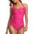 Smismivo Tummy Control Swimwear Halter One Piece Slimming Vintage Retro Swimsuit Womens Ruched Push Up Bathing Suit