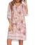 Halife Women's Vintage Ethnic Style Printed Tassel Tie Neck Loose Fit Bohemian Tunic Dress