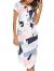 TEMOFON Women's Dresses Summer Floral Geometric Pattern Short Sleeve Midi V-Neck Casual Dress with Belt S-2XL