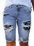 Sidefeel Women Bermuda Shorts Denim Destroyed Raw Hem Shorts Jeans