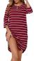 Vlazom Women’s Nightgowns Soft Cotton Stripe Nightdress 3/4 Sleeve Night Shirt Sleepwear with Pockets