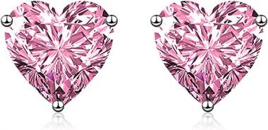GULICX Silver Tone 7mm Square CZ Party Pierced Earrings Studs Purple Unisex