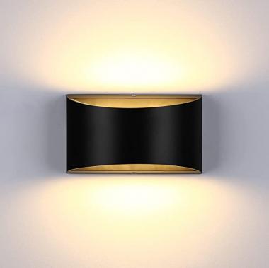 Lightess Modern LED Wall Sconce Dimmable Up Down Wall Lamp Black Indoor Wall Lights 12W Hallway Wall Mounted Lighting Fixtures for Living Room Bedroom Stair, Warm White