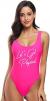 MIAIULIA Women's Retro 80s/90s Inspired High Cut Low Back Padding One Piece Swimwear Bathing Suits