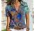 Summer Women Graphic Tshirt Tops Casual Sexy Slim V Neck Tunic Tee Fashion Cute Floral Short Sleeve Button Down Blouse