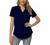 Davenil Women's Short/Long Sleeve V-Neck Tops Loose Tunic Irregular Hem 3/4 Cuffed Sleeve Blouses Casual Rolled Sleeve Shirts