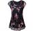 Furnex Women's Short Sleeve Tunic Shirt Pleated Mesh Blouses Summer Floral Tops