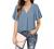 Timeson Women's V Neck Chiffon Blouse Ruffle Sleeve Ladies Work Shirts