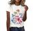 Womens T-Shirt Casual Dressy Floral Printed Short Sleeve Funny Graphic Tee Shirts Summer Cute Loose Blouse Tops