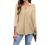 Newchoice Womens Collared V Neck 3/4 Sleeve Shirts Business Casual Tops Loose Work Blouses