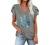 Womens Tops V Neck Summer Petal Sleeve Dandelion Printed Casual Tshirts Floral Fashion Loose Graphic Tee Tops Blouses