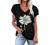 Womens Tops V Neck Summer Petal Sleeve Dandelion Printed Casual Tshirts Floral Fashion Loose Graphic Tee Tops Blouses