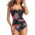 Smismivo Tummy Control Swimwear Halter One Piece Slimming Vintage Retro Swimsuit Womens Ruched Push Up Bathing Suit
