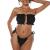 ZAFUL Women's Strapless Ribbed Tie Back Ruffle Cutout Bandeau Bikini Set Swimsuit