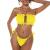 ZAFUL Women's Strapless Ribbed Tie Back Ruffle Cutout Bandeau Bikini Set Swimsuit