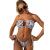 ZAFUL Women's Strapless Ribbed Tie Back Ruffle Cutout Bandeau Bikini Set Swimsuit