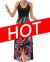 KILIG Women's V Neck Sleeveless Casual Summer Sundresses Asymmetrical Patchwork Floral Maxi Dresses