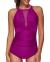 Tempt Me Women One Piece Swimsuit High Neck Plunge Mesh Ruched Monokini Swimwear